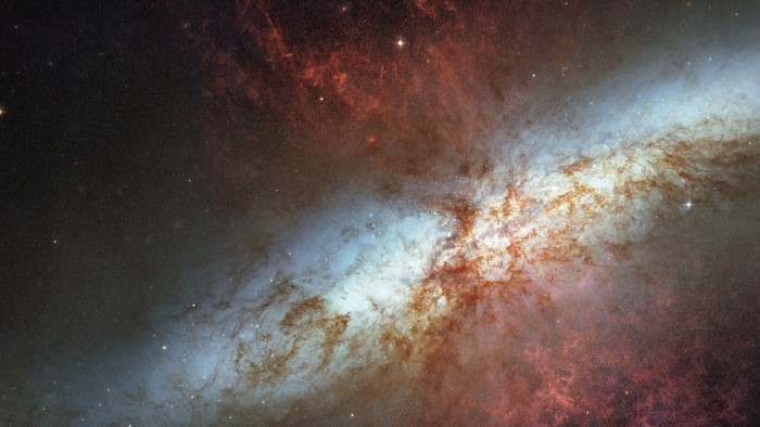 Messier 82 galaxy with nebula and stars