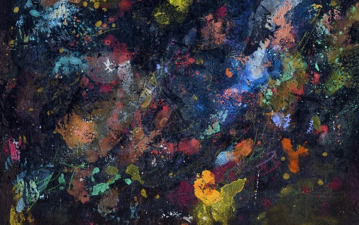 Abstract painting with splattered acrylic paint