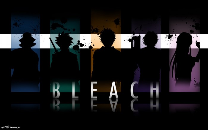 Bleach characters silhouette with text