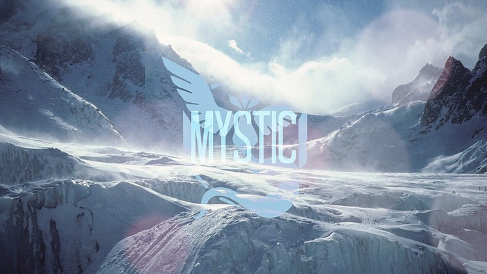 Team Mystic logo over a snowy mountain landscape