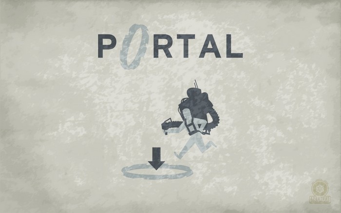 Portal game logo with character and Aperture Science logo
