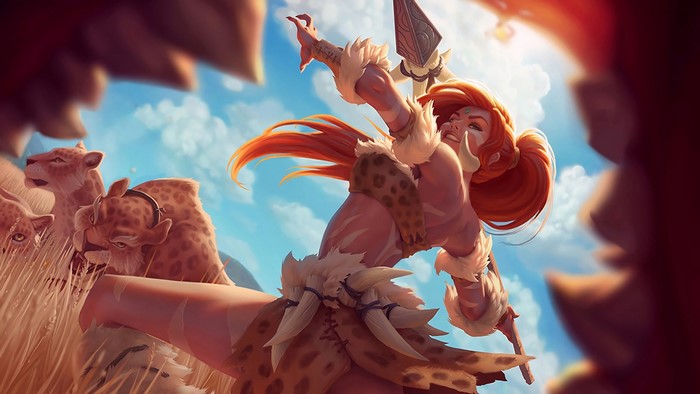 Nidalee from League of Legends with cougars