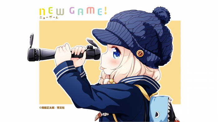 Nene Sakura from New Game! holding a telescope