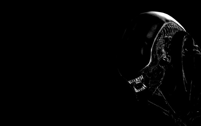 Xenomorph from Alien, monochrome close-up