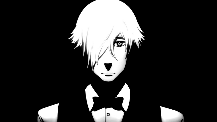 Decim from Death Parade monochrome illustration