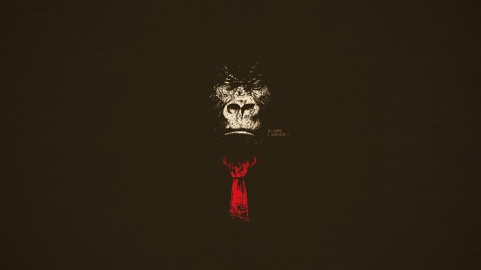Gorilla wearing a red tie
