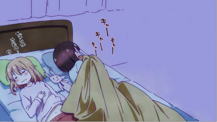 Two girls sleeping in bed with a stuffed bunny