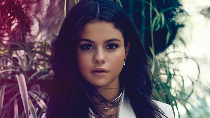 Selena Gomez portrait with plants