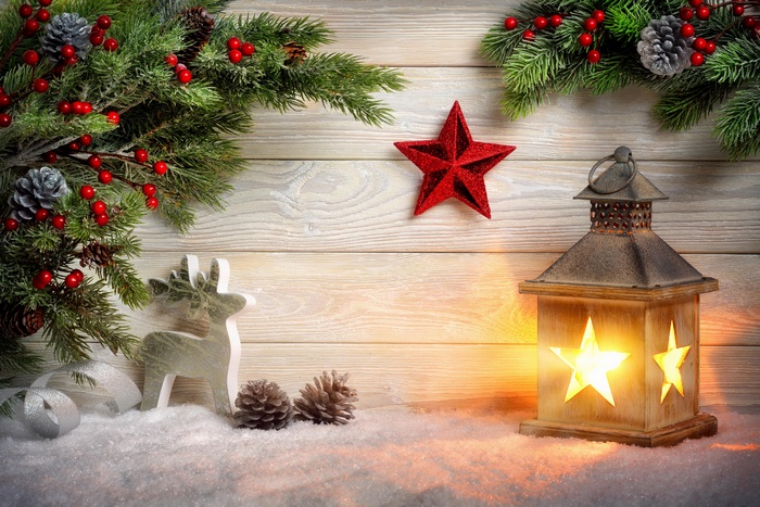8k, lamp, New Year, toys, Christmas, decorations, fir-tree