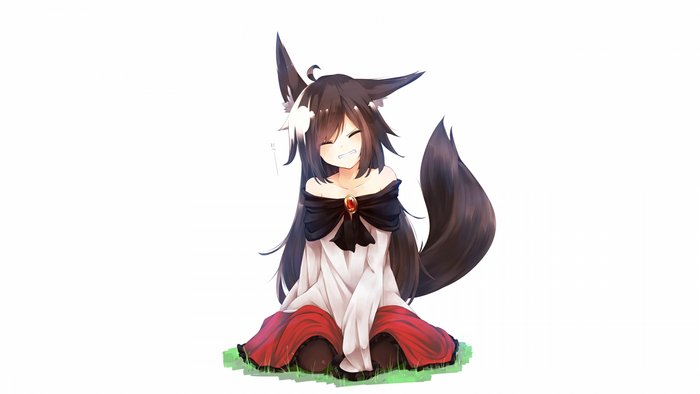 Anime fox girl with black hair and tail