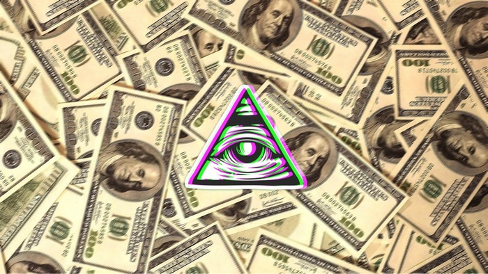 All-seeing eye symbol on US dollar bills