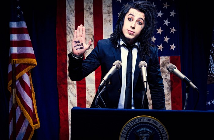 Ronnie Radke from Falling In Reverse at a podium