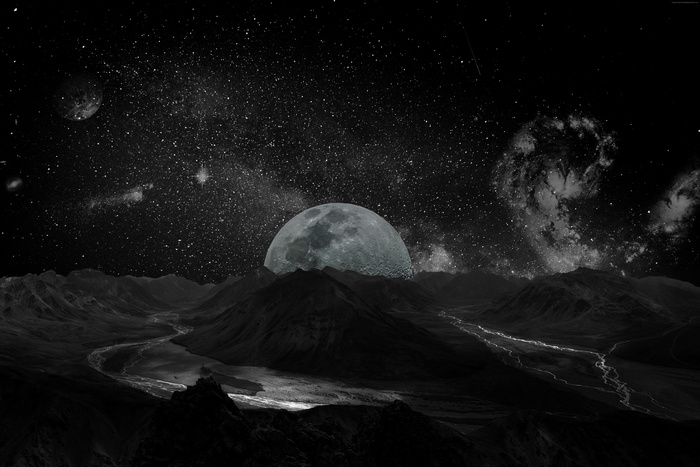 milky way, planet, space, 5K, moon