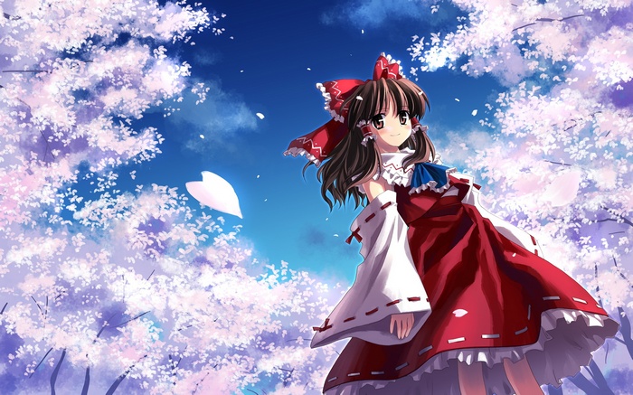 Hakurei Reimu from Touhou Project with Cherry Blossoms