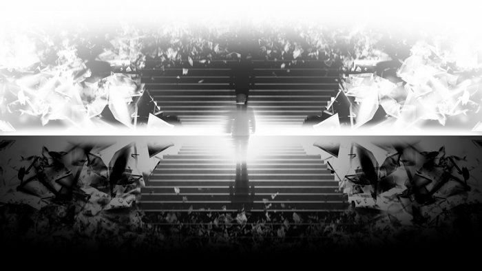 Abstract stairs with shattered glass effect