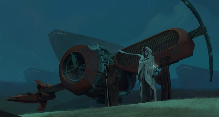 Star Wars illustration of Jedi and a spaceship
