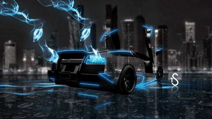 Digital art of a futuristic supercar at night