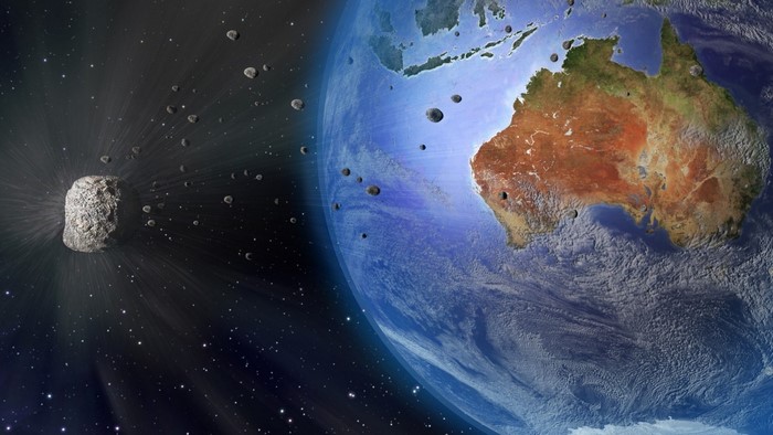 Asteroid shower approaching Earth over Australia