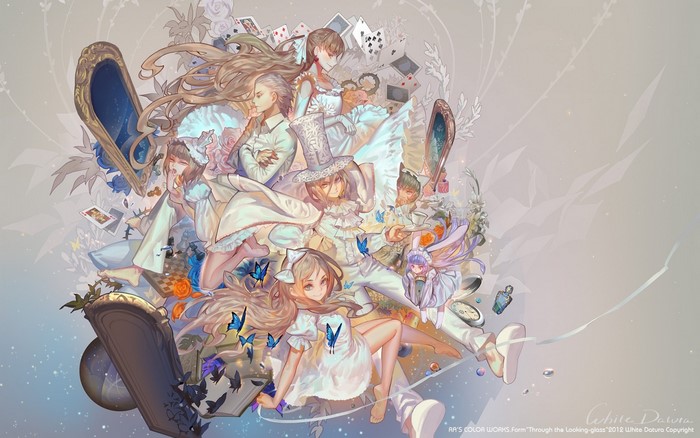 Alice in Wonderland characters in surreal composition