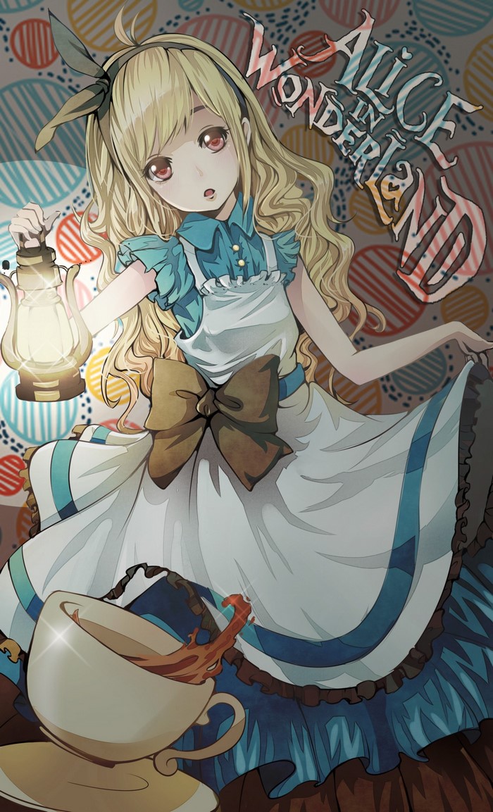 Alice from Alice in Wonderland holding a lantern