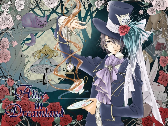 Alice in Dreamland illustration with Alice and Mad Hatter