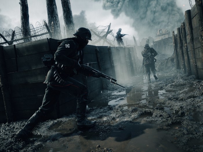 Soldiers in trenches during World War I in Battlefield 1