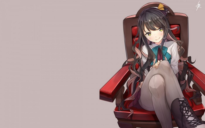 Naganami from Kantai Collection sitting in a chair