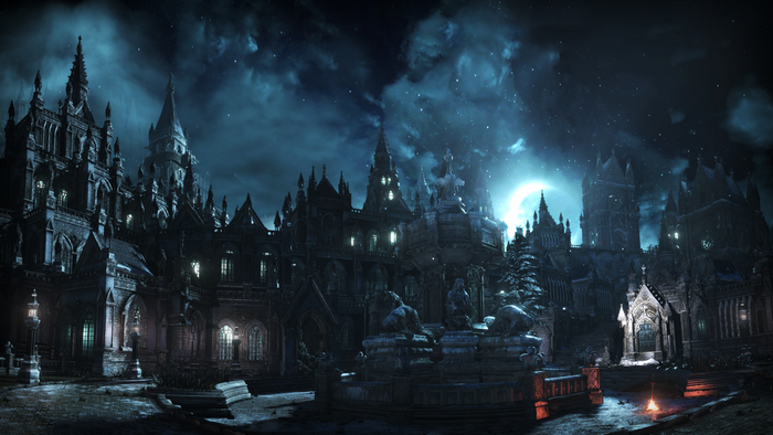 Dark Souls III Irithyll Gothic Architecture at Night