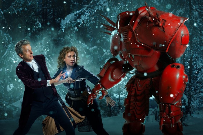 Doctor Who and River Song fight a robot