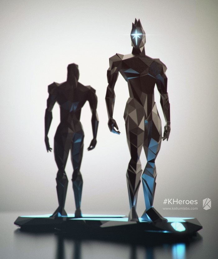Low-poly statues of KHeroes from Kalium Labs