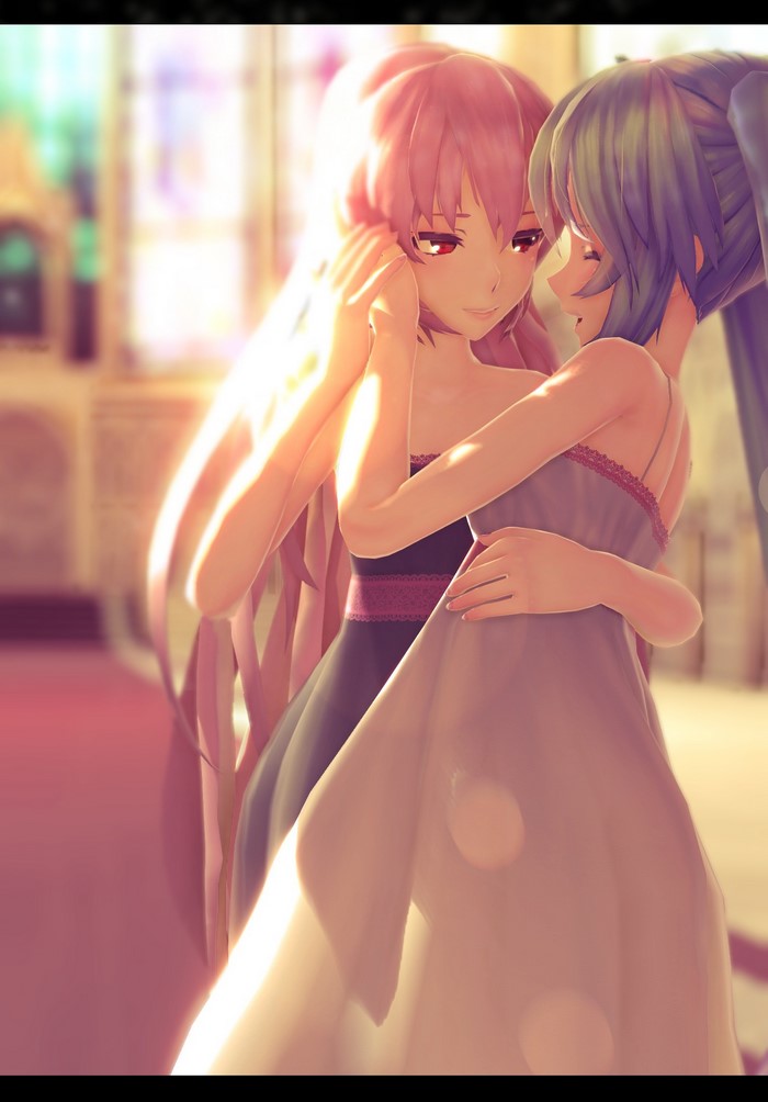 Hatsune Miku and Megurine Luka dancing