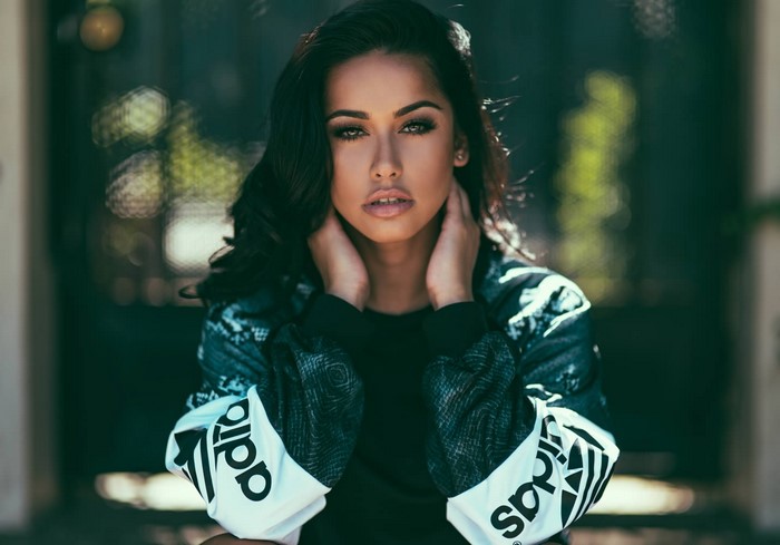 Woman in Adidas jacket portrait photography