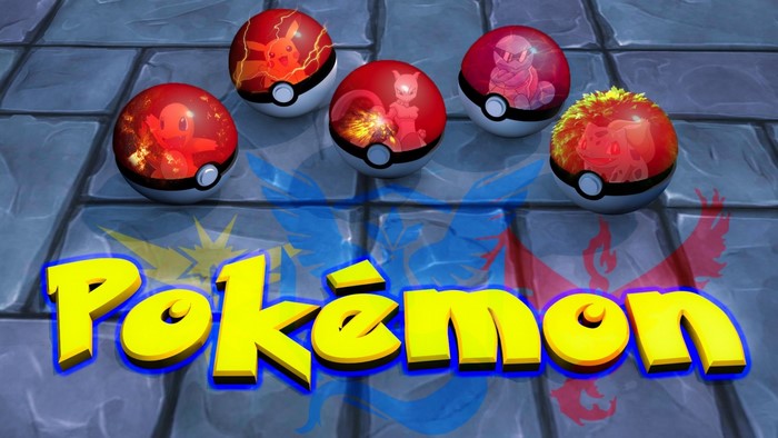 Pokemon with Charmander, Pikachu, Mewtwo, Squirtle, and Bulbasaur