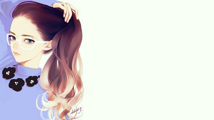 Anime girl with glasses and ponytail