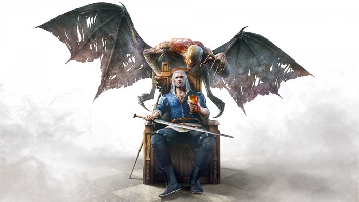 Geralt of Rivia from The Witcher 3: Wild Hunt with a creature