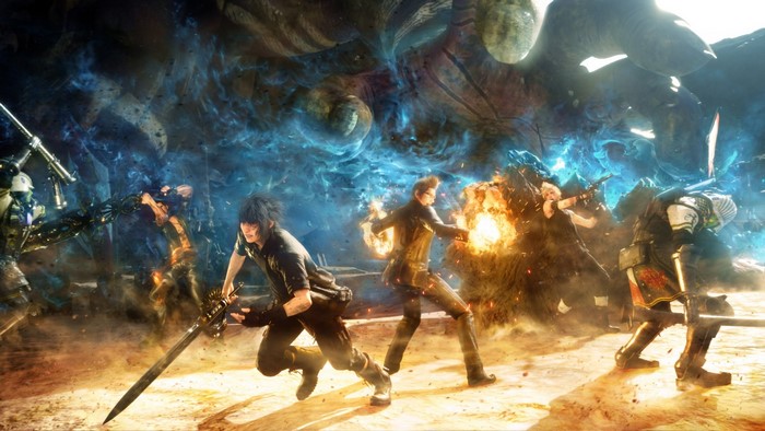 Final Fantasy XV characters in battle