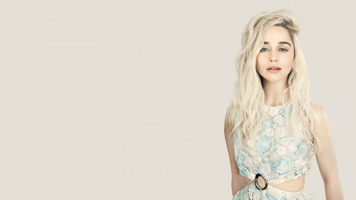 Emilia Clarke in a floral dress