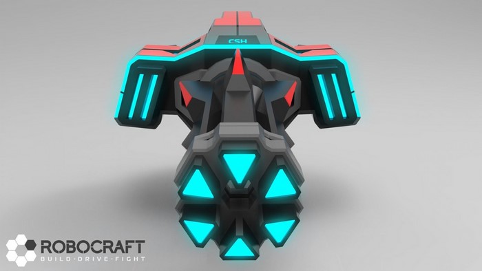Robocraft weapon with blue and red lights