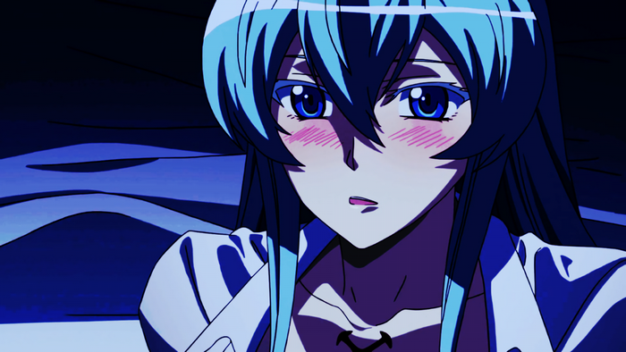 Esdeath from Akame ga Kill blushing