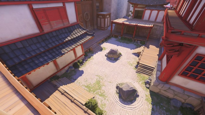 Hanamura Overwatch map courtyard with zen garden