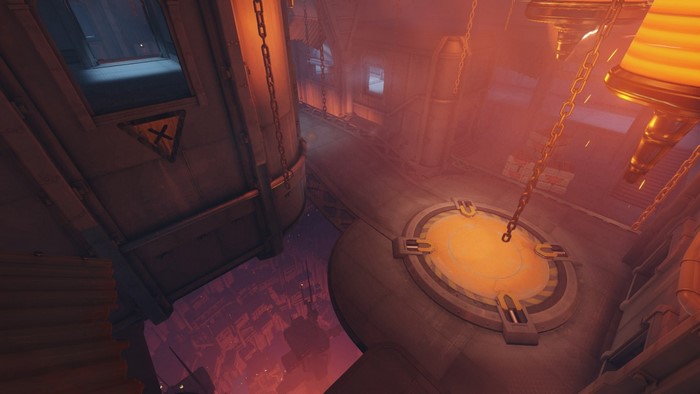 Overwatch Kings Row industrial area with glowing platform