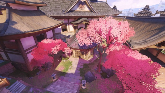 Hanamura Overwatch map with cherry blossoms