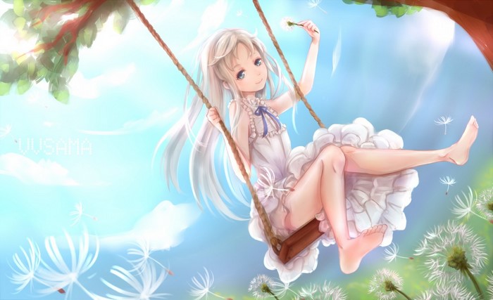 Menma from Anohana on a swing