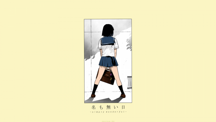 Anime schoolgirl with black hair and school uniform