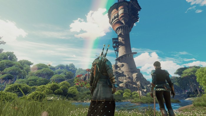 Geralt of Rivia and companion in The Witcher 3 Wild Hunt