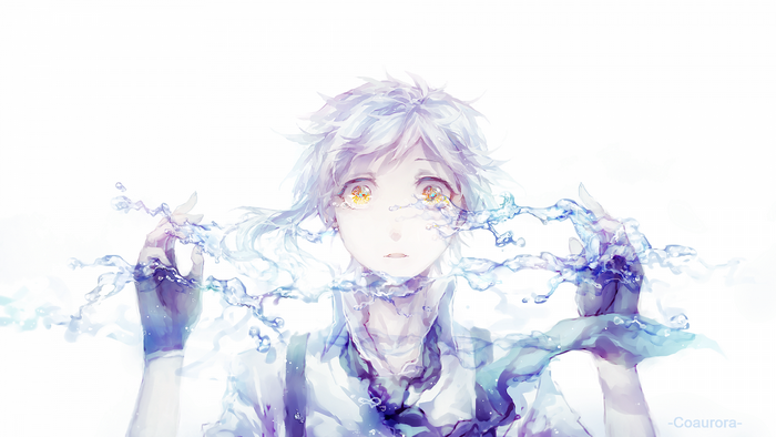 Anime boy with water splashes
