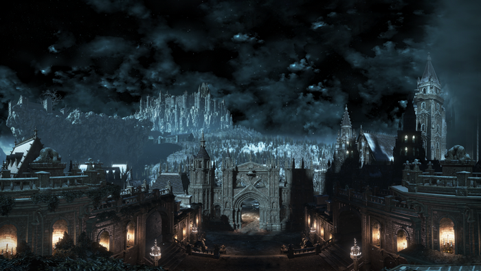 Dark Souls III Irithyll Cityscape at Night