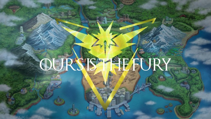 Pokemon Go Team Instinct Map with "Ours is the Fury"