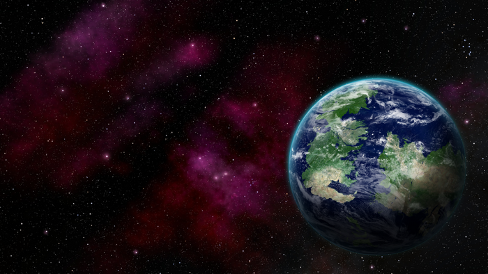 Planet Earth in Space with Nebula