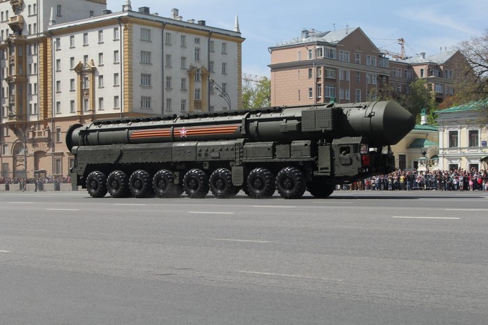 RS-24 Yars ICBM on a transport vehicle during a parade